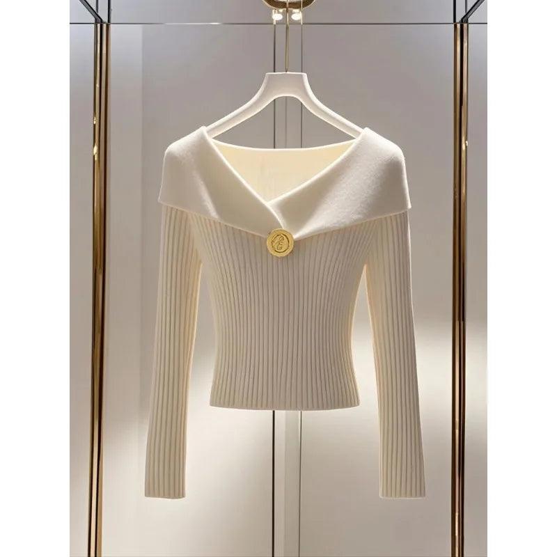 French Style Chic Slim Fit Knitted Sweater Top - Palm and Thread