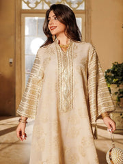 Embroidered Abaya with Gold Detailing Ideal for Formal Occasions - Palm and Thread