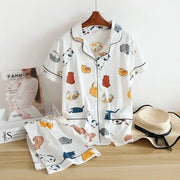 Cotton short-sleeved shorts pajamas set - Palm and Thread