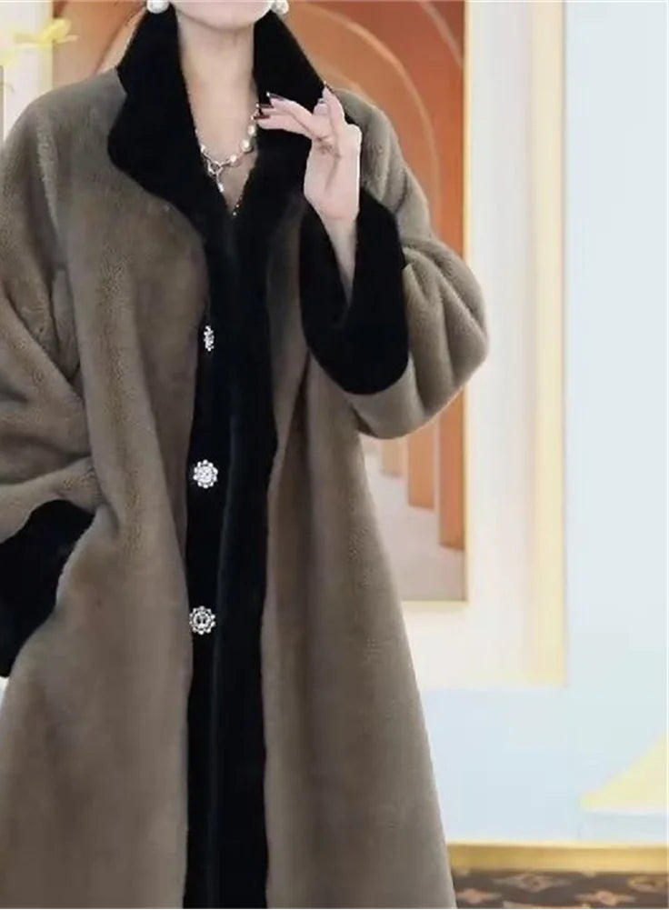 Thickened Loose Imitate Mink Fur Coat - Palm and Thread