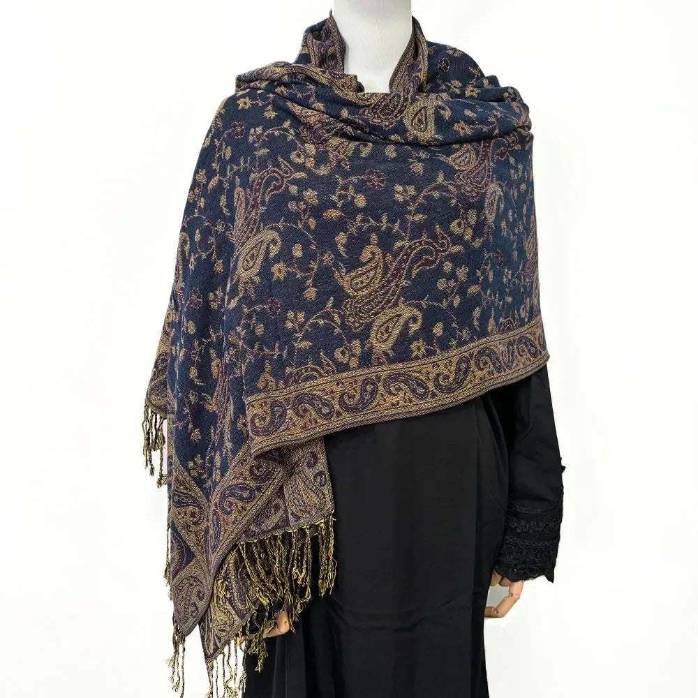 Fashion Paisley Kashmiri Imitated Pashmina Tassel Scarf - Palm and Thread