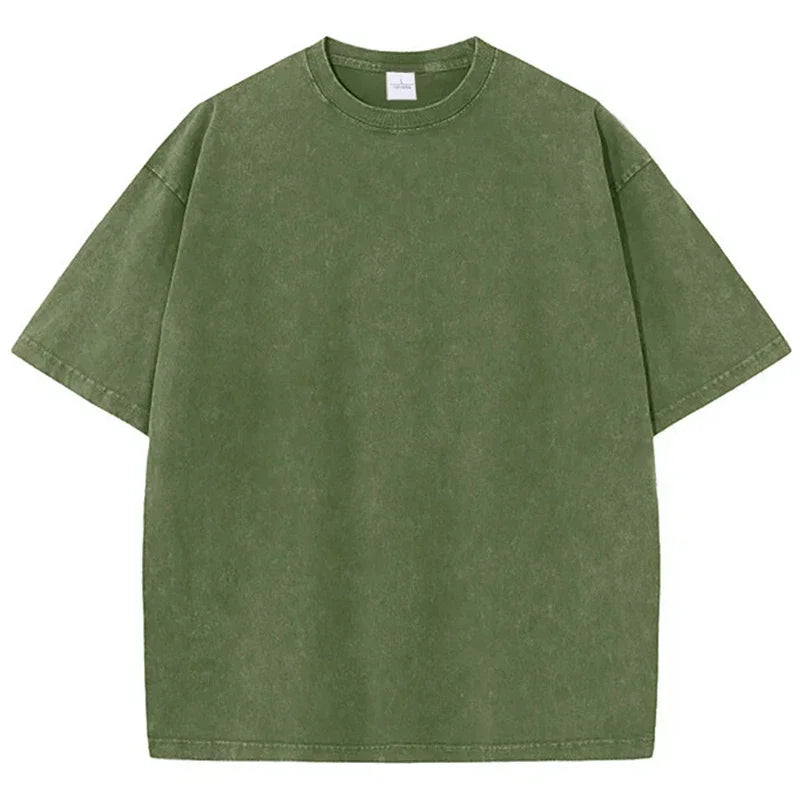 Style Retro Solid Color Short Sleeved T-shirt - Palm and Thread