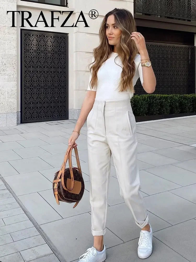 Elegant Solid Pencil Pant - Palm and Thread