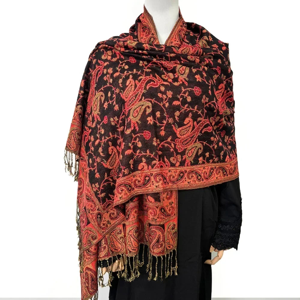 Fashion Paisley Kashmiri Imitated Pashmina Tassel Scarf - Palm and Thread