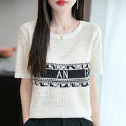 Round Neck Short Sleeved Knitted Sweater - Palm and Thread