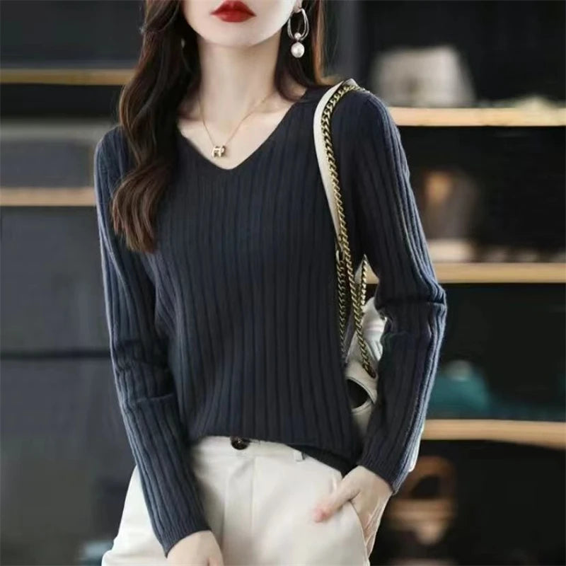 Solid Soft Ribbed Basic Knitted Sweater Top - Palm and Thread