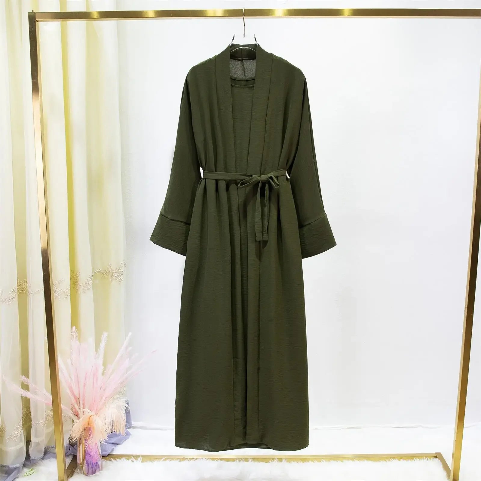 Abaya Two Pieces Women Out Abaya Loose Cardigan Coat Sleeveless Inner - Palm and Thread
