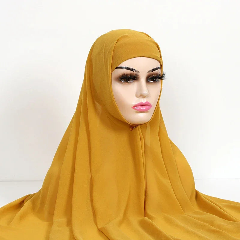 Chiffon Hijab With Underscarf Cap Bonnet Instant - Palm and Thread
