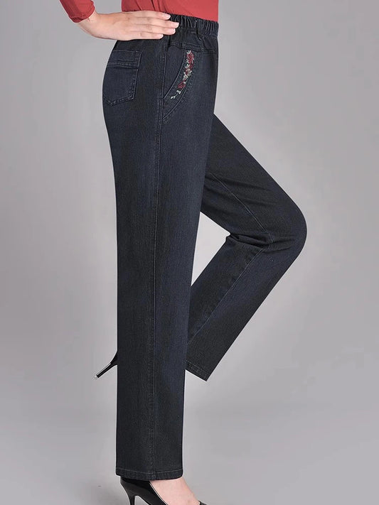 Embroidery Straight Jeans Pant - Palm and Thread