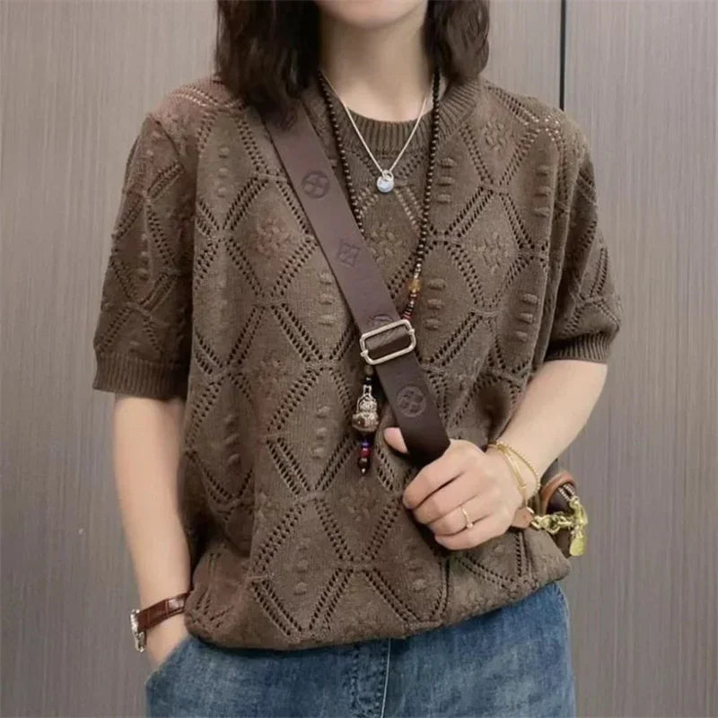 New Short-sleeved Women Sweater - Palm and Thread