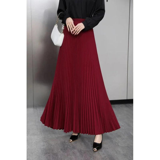 Pleated Hight Waist Solid Long Skirt - Palm and Thread