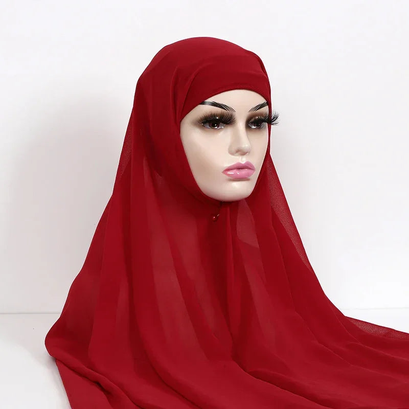 Chiffon Hijab With Underscarf Cap Bonnet Instant - Palm and Thread