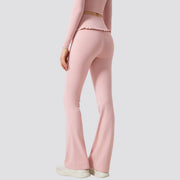 Padded Long Sleeve Crop Top & High Waist Flared Leggings
