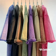 Style Retro Solid Color Short Sleeved T-shirt - Palm and Thread