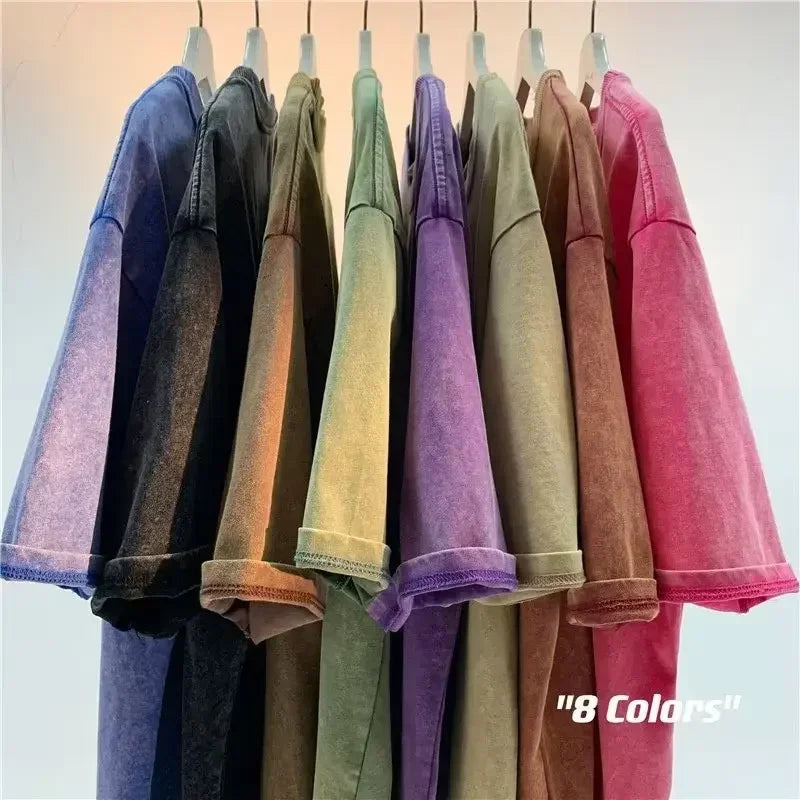 Style Retro Solid Color Short Sleeved T-shirt - Palm and Thread