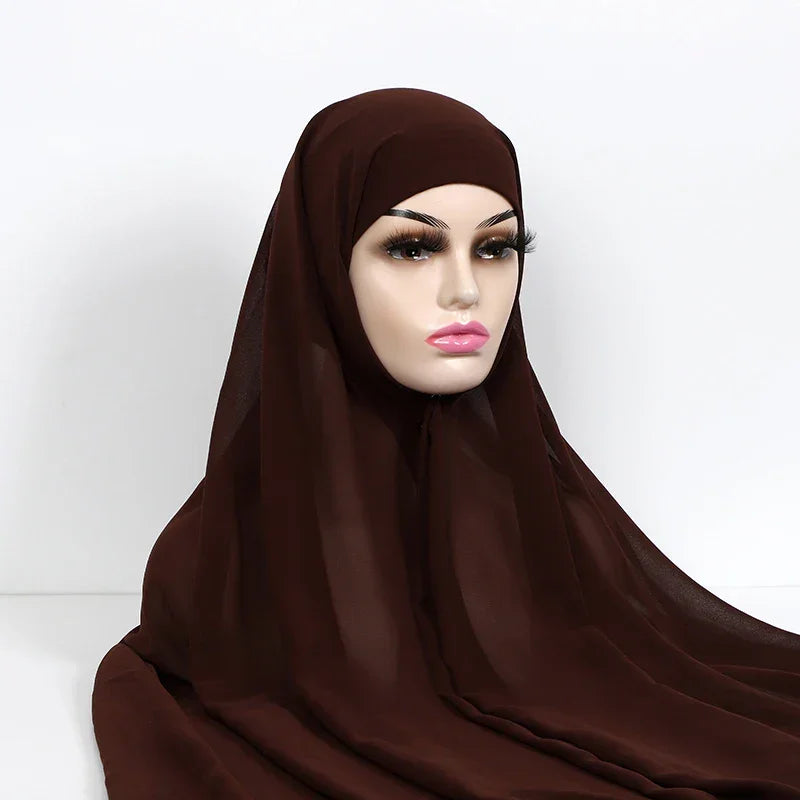 Chiffon Hijab With Underscarf Cap Bonnet Instant - Palm and Thread