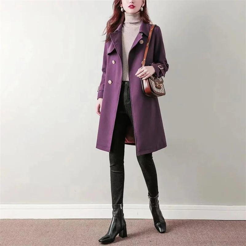 Elegant Trench Double Breasted Mid Length Coat - Palm and Thread