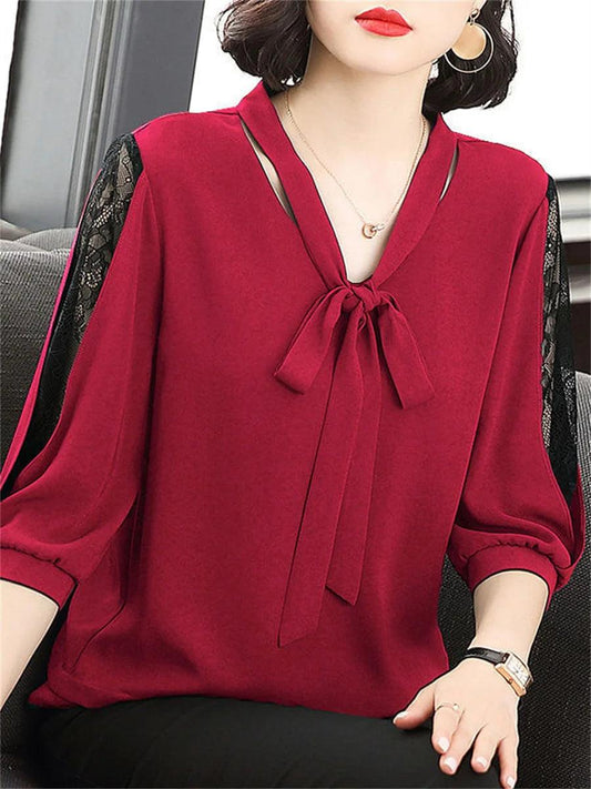 Casual Bow Tie Collar blouse - Palm and Thread