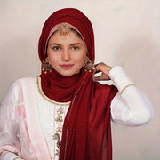Rhinestone Edge Chiffon Hijab Elegant Breathable Sunscreen Head Wrap - Palm and Thread