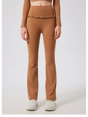 Padded Long Sleeve Crop Top & High Waist Flared Leggings