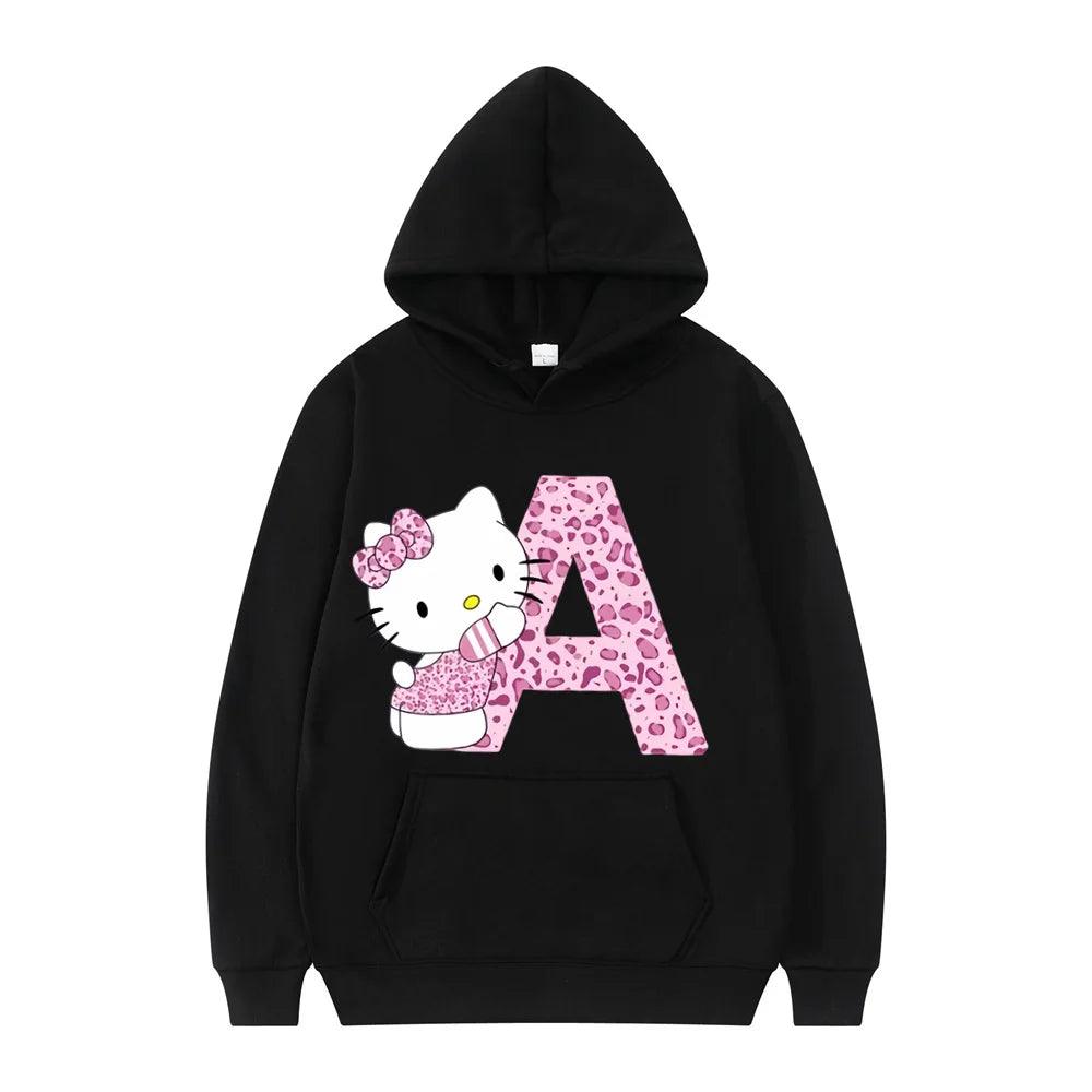 Black Hello Kitty Letter Hoodie - Palm and Thread