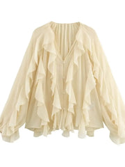 Translucent Ruffles Blouse - Palm and Thread
