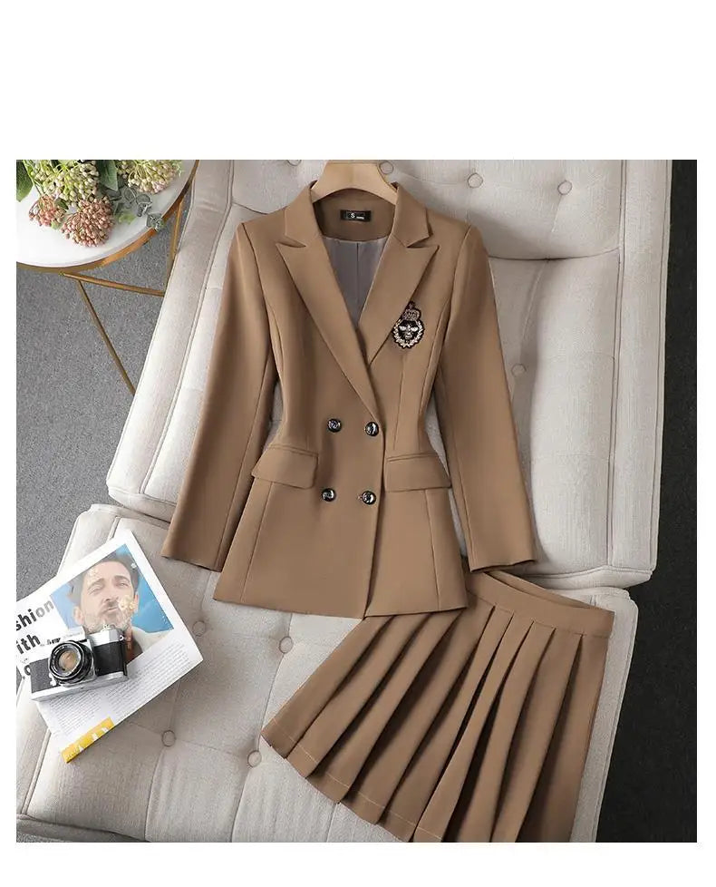 Pleated Jacket + Mini Skirt Matching Set - Palm and Thread