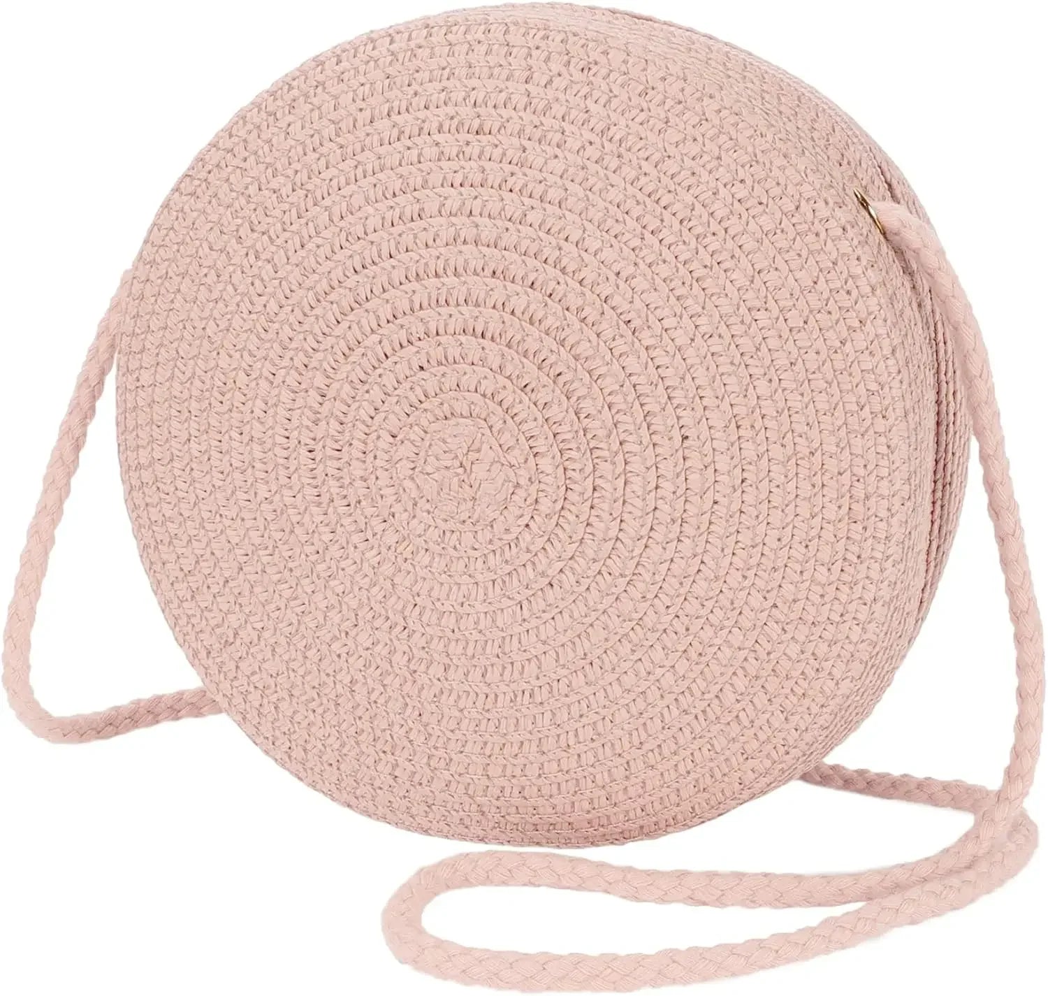 Minimalist Straw Bag Round Crossbody Purse - Palm and Thread