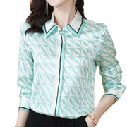 Print Blue Button Up Casual Top - Palm and Thread