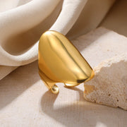 Stainless Steel Heart Wide Ring Adjustable - Palm and Thread