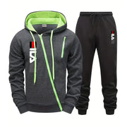 Zipper Hoodie Sweatpants Tracksuit 2pcs Set