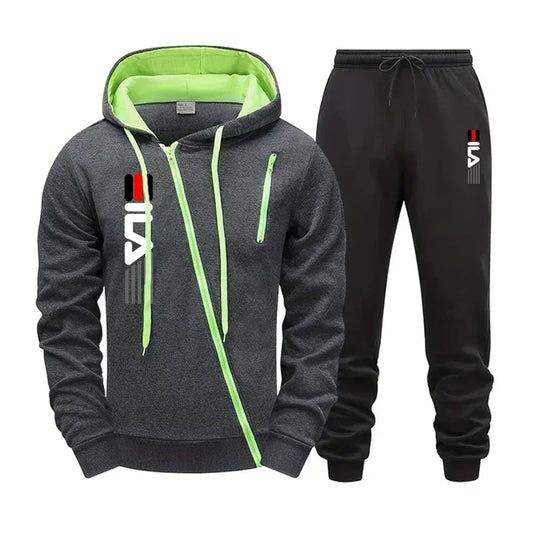 Zipper Hoodie Sweatpants Tracksuit 2pcs Set
