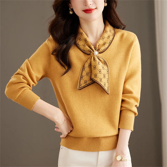 Beaded Bow Elegant Knitted Sweater Top - Palm and Thread