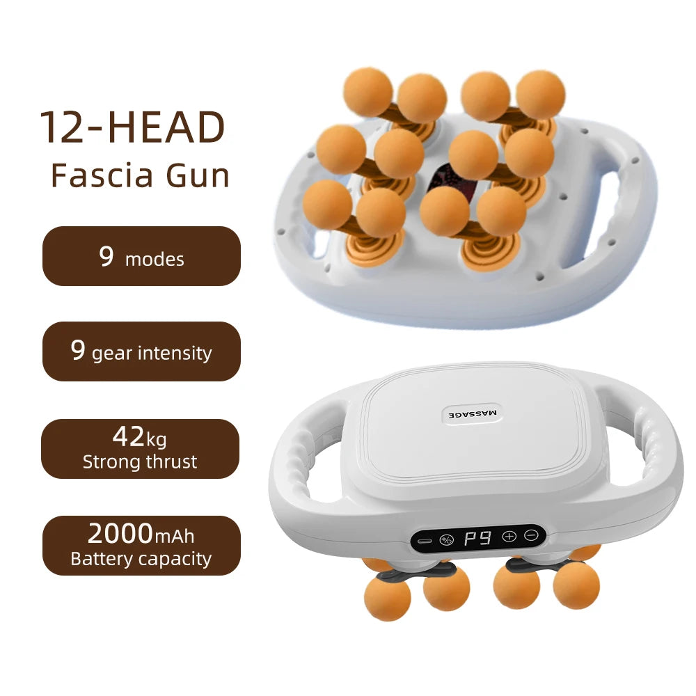 12-Head Fascia Body Massage Gun - Palm and Thread