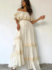 Floral Print Lace V-Neck Long Sleeve Dress - Palm and Thread