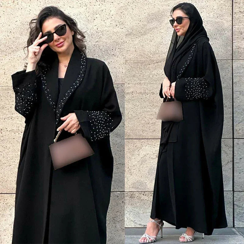 Diamonds Black Kimono Abaya - Palm and Thread