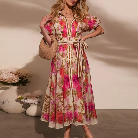 Floral Print Bohemian Party Dress - Palm and Thread