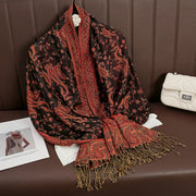 Tassel Design Paisley Jacquard Pashmina - Palm and Thread