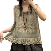 Embroidery Solid Cotton Tank Top - Palm and Thread