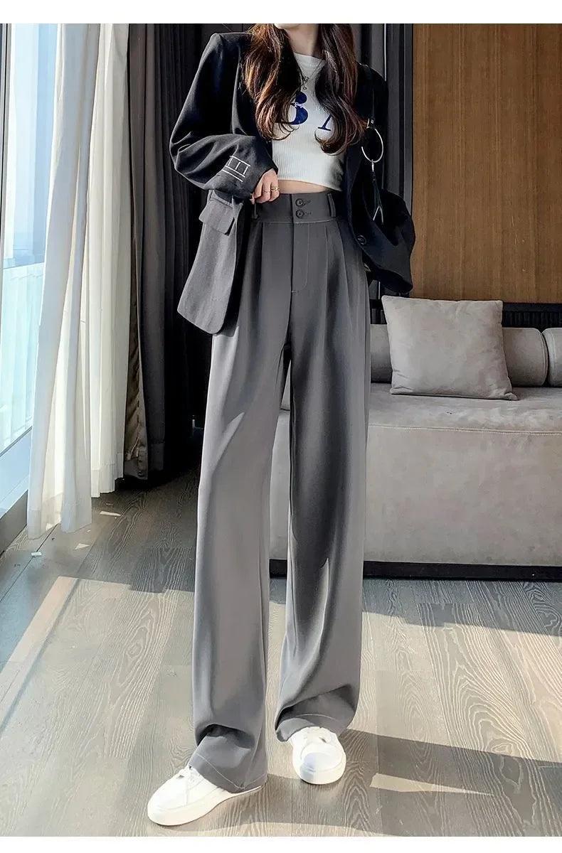 Elegant Wide Leg High Waist Baggy Suit Pant - Palm and Thread