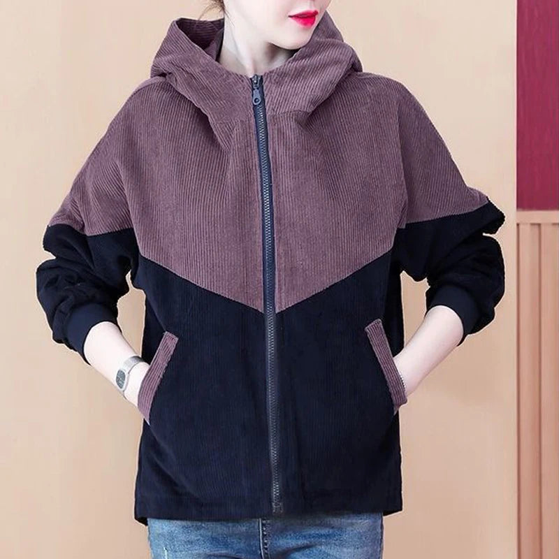 Vintage Corduroy Zipper Hooded Jacket - Palm and Thread