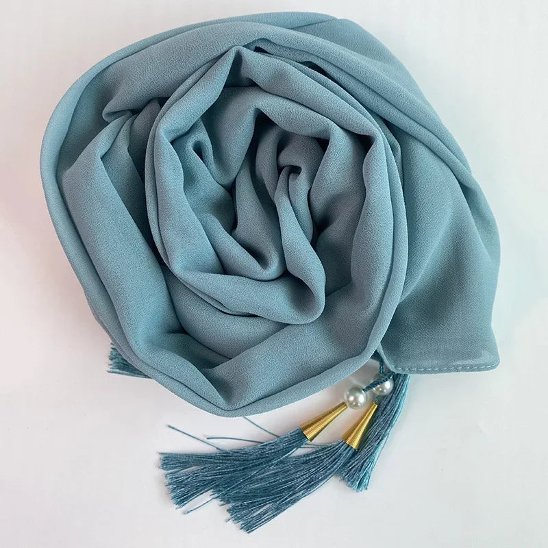 Bubble Chiffon Hijab Solid Color Long shawls - Palm and Thread