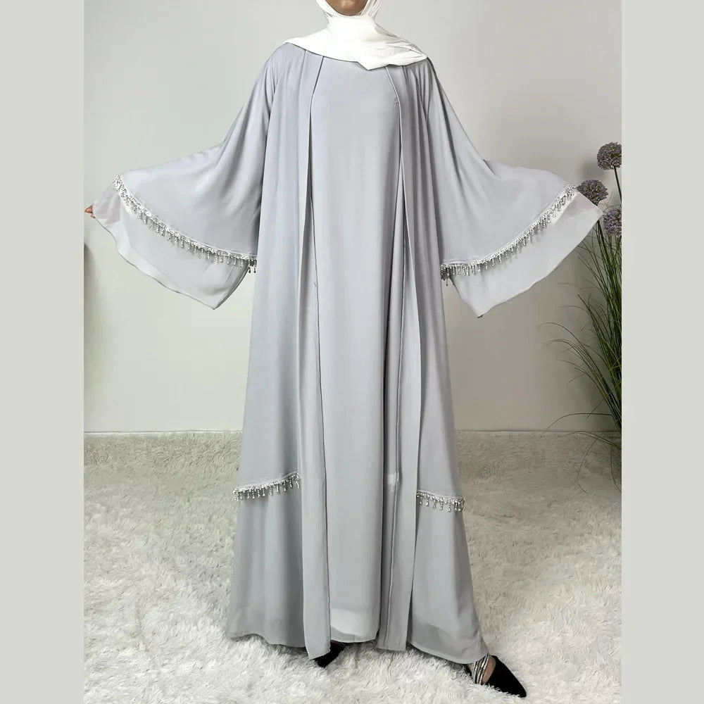 Chiffon Kimono Open Abaya - Palm and Thread