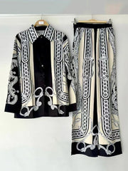 Retro geometric shirt + elastic pant suit - Palm and Thread