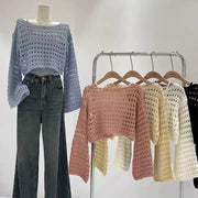 Long Sleeve Crochet Knit Top - Palm and Thread