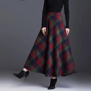 Vintage Plaid Print Woolen Long Skirt - Palm and Thread
