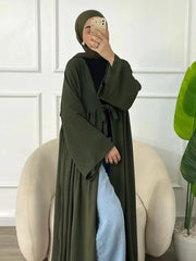 vestidos Loose Lace-ups Cardigan Abaya - Palm and Thread