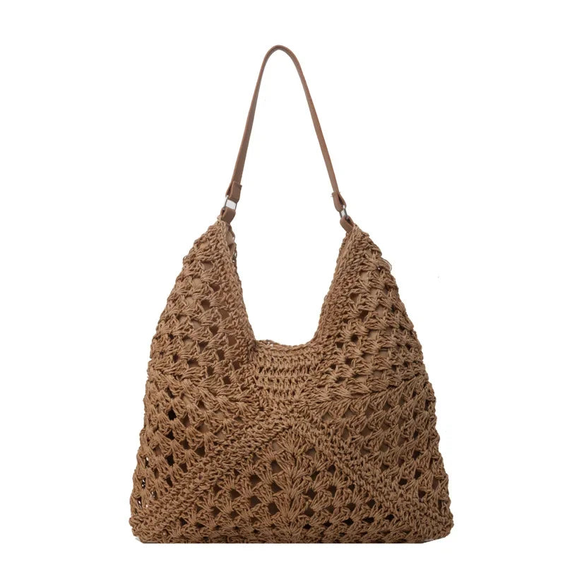 Straw Tote Vintage Vacation Shoulder Bag - Palm and Thread