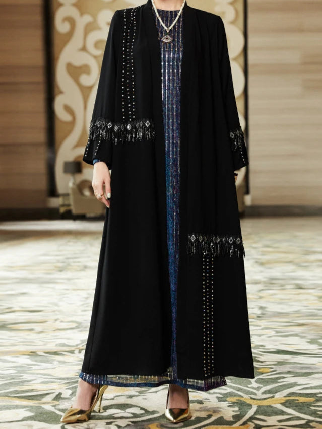 Tassel Sleeve Long Kaftan Abaya Dress - Palm and Thread