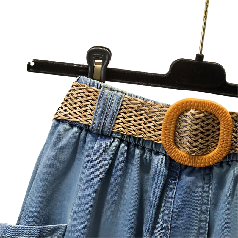 Denim Slim Button Split Long Skirt - Palm and Thread